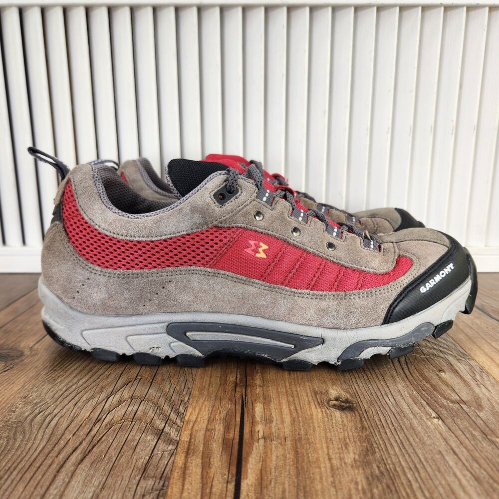Garmont Low Profile Hiking Shoes Men's 10.5 Tan Red Suede Vibram Trail Sneakers